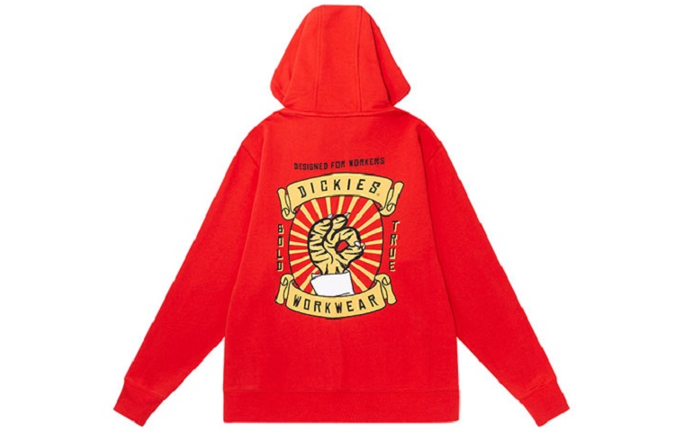 Dickies Little Tiger Scroll Print Hoodie Unisex in Red DK009801A70