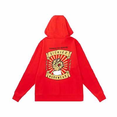 Dickies Little Tiger Scroll Print Hoodie Unisex in Red DK009801A70