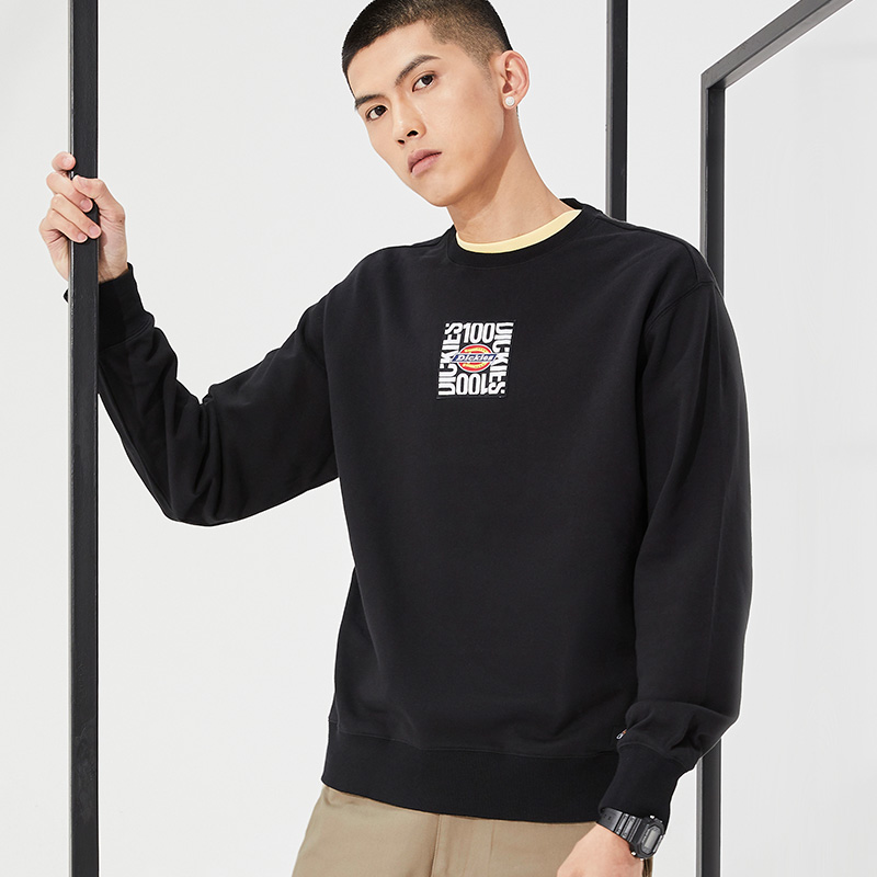 Details for Dickies Logo Embroidered Crewneck Sweatshirt Unisex Black DK010129BLK