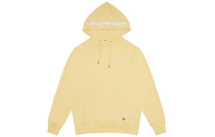 Dickies Logo Embroidered Hooded Sweatshirt Unisex Light Khaki Yellow DK008718C33
