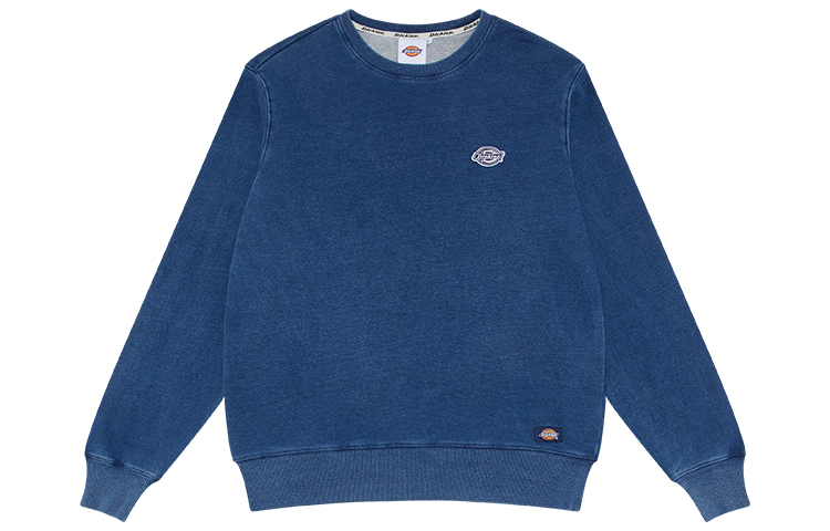 Dickies Logo Embroidered Patch Knit Denim Crewneck Sweatshirt Unisex Indigo Blue DK010131C73