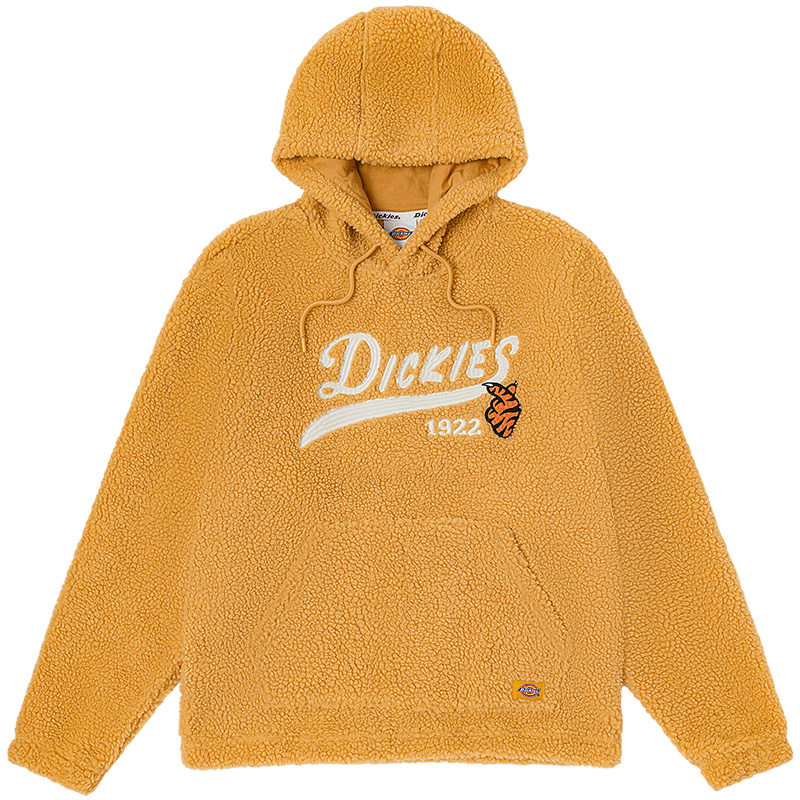 Dickies Logo Embroidered Sherpa Hoodie Unisex Orange DK011263C96