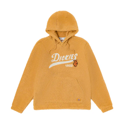 Dickies Logo Embroidered Sherpa Hoodie Unisex Orange DK011263C96