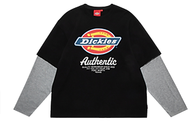 Dickies Logo Print Cotton Sweatshirt Black - Unisex Dual-Layer Design DK009592BLK