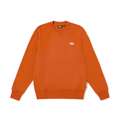 Dickies Logo Print Crewneck Fleece Sweatshirt Mumbai Brown Unisex DK012292