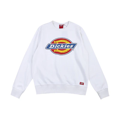 Dickies Logo Print Crewneck Pullover Sweatshirt White Unisex Fall Style DK007059C4D