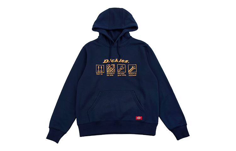 Dickies Logo Print Fleece Hoodie Navy Blue DK008154B29