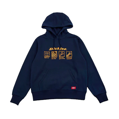 Dickies Logo Print Fleece Hoodie Navy Blue DK008154B29