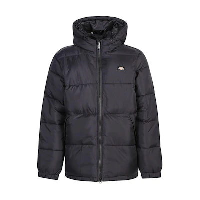 Dickies Logo Print Hooded Zip-Up Jacket Black Long Sleeve DK0A4YEY-BLK1