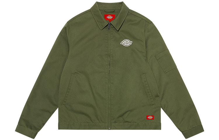 Dickies Logo Print Twill Jacket Unisex Military Green Casual Fit DK009546MGR