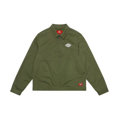 Dickies Logo Print Twill Jacket Unisex Military Green Casual Fit DK009546MGR