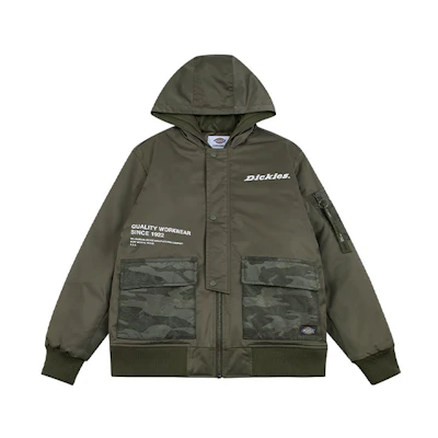 Dickies Logo Print Zip Hoodie Jacket Men’s Military Green DK008018MGR