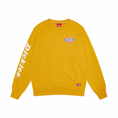 Dickies Logo Printed Cotton Fleece Pullover Sweatshirt Yellow Unisex Couple Style DK008148C01