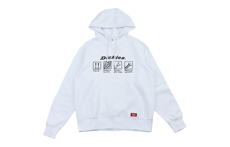 Dickies Logo Printed Fleece Hoodie White - Casual Fit DK008154C4D