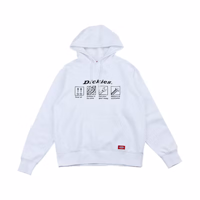 Dickies Logo Printed Fleece Hoodie White - Casual Fit DK008154C4D