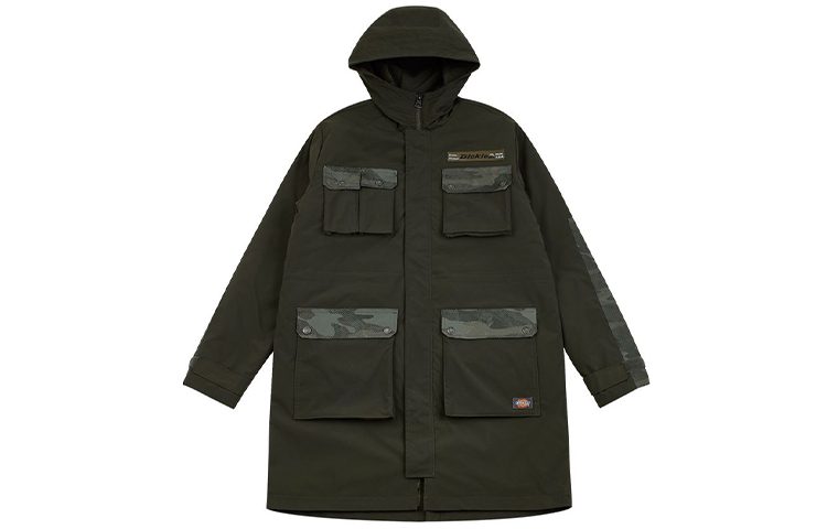 Dickies Logo Printed Quilted Jacket Military Green ( Mid-Length) DK008013A761
