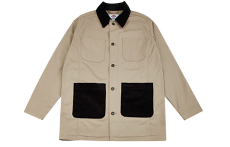 Dickies Loose-Fit Corduroy Patchwork Jacket Beige Mid-Length DK008028CH1