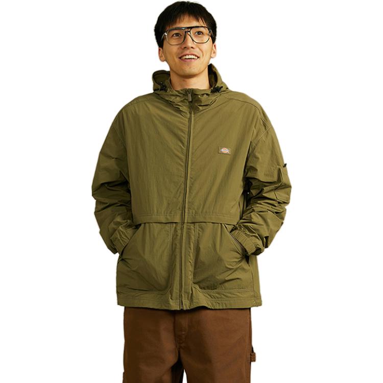 Lookbook Dickies Military Green Hooded Windbreaker Jacket DK012456