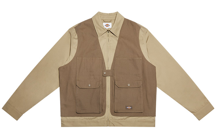 Dickies Multi-Pocket Patchwork Zip Jacket Khaki Color DK009418CH1