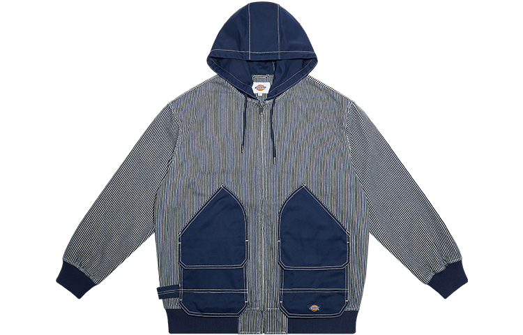 Dickies Navy Striped Pocket Design Hooded Zip-Up Jacket DK009421A40