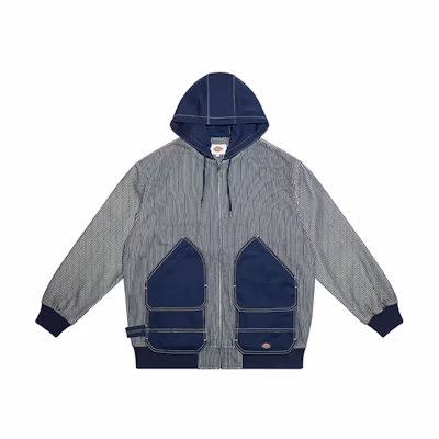 Dickies Navy Striped Pocket Design Hooded Zip-Up Jacket DK009421A40