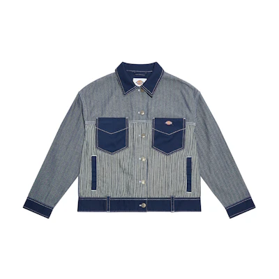 Dickies Navy Striped Workwear Jacket with Multi-Pocket Design DK009501B29