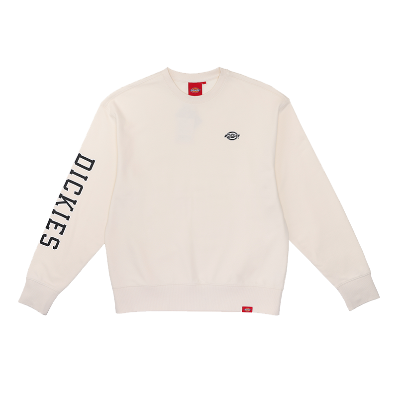 Dickies Off-White Sweatshirt with Sleeve Logo Print and Crew Neck Design DK012600C10