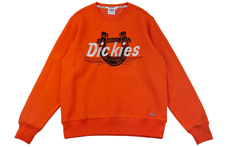 Dickies Orange Fleece Logo Printed Badge Crewneck Sweatshirt DK008046-OG8