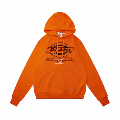 Dickies Orange Hoodie with Front Logo Print and Drawstring DK009466C04