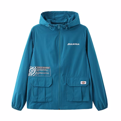Dickies Printed Zip-Up Hooded Utility Jacket Deep Sky Blue DK008021B241