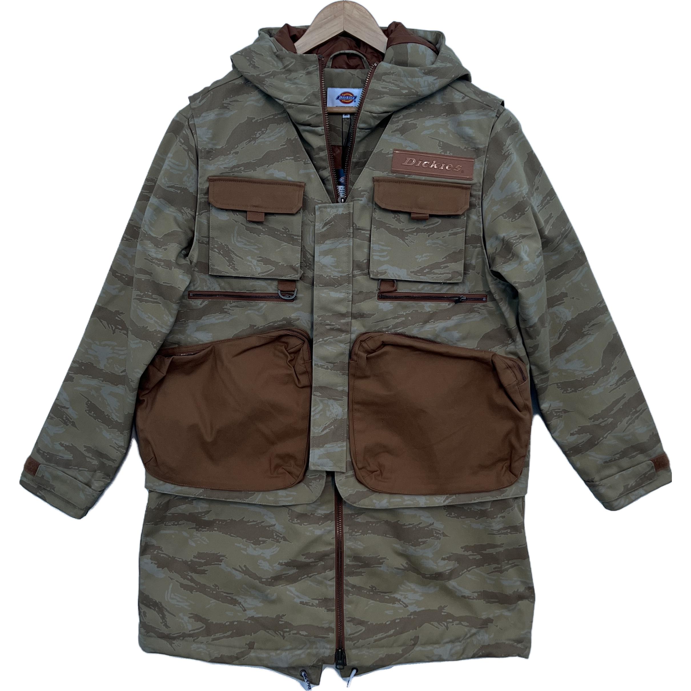 Dickies Regular Fit Detachable Vest Hooded Cotton Jacket Tan () DK006850CH11