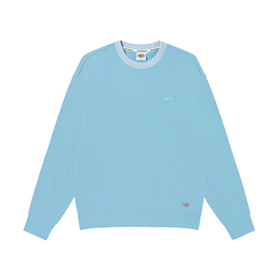 Dickies Sky Blue Cotton Crewneck Sweatshirt with Striped Collar DK011516E65
