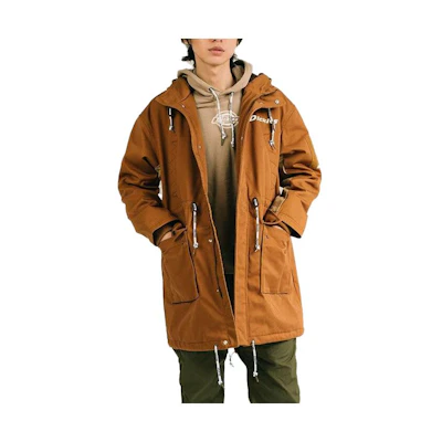 Dickies Solid Color Hooded Jacket with Drawstring Pocket Duck Brown DK006858-C4F