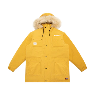Dickies Solid Color Lettering Hooded Jacket Unisex Mustard Yellow DK009551C01