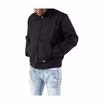 Dickies Solid Color Zip-Up Jacket with Stand Collar TJ15-BK