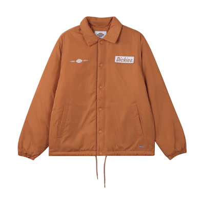 Dickies Solid Logo Patch Collared Button-Up Jacket Brown DK009440-C05
