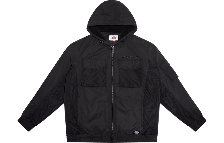 Dickies Solid Pocket Patch Hooded Cotton Jacket Black DK009486BLK