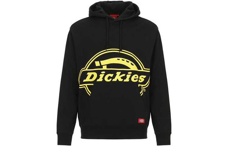 Dickies SS21 Logo Print Cotton Drawstring Hoodie Unisex Black DK008877BLK
