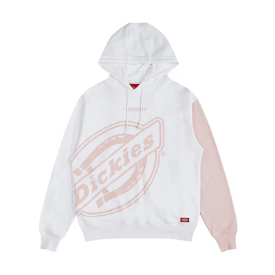 Dickies SS21 Slant Logo Hoodie Unisex White Pink DK008873B90