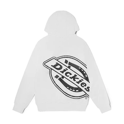 Dickies SS22 White Hoodie with Back Logo Print Unisex Pullover Design DK010560C4D