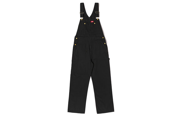 Dickies SS23 Black Workwear Casual Overalls with Suspenders DK011764