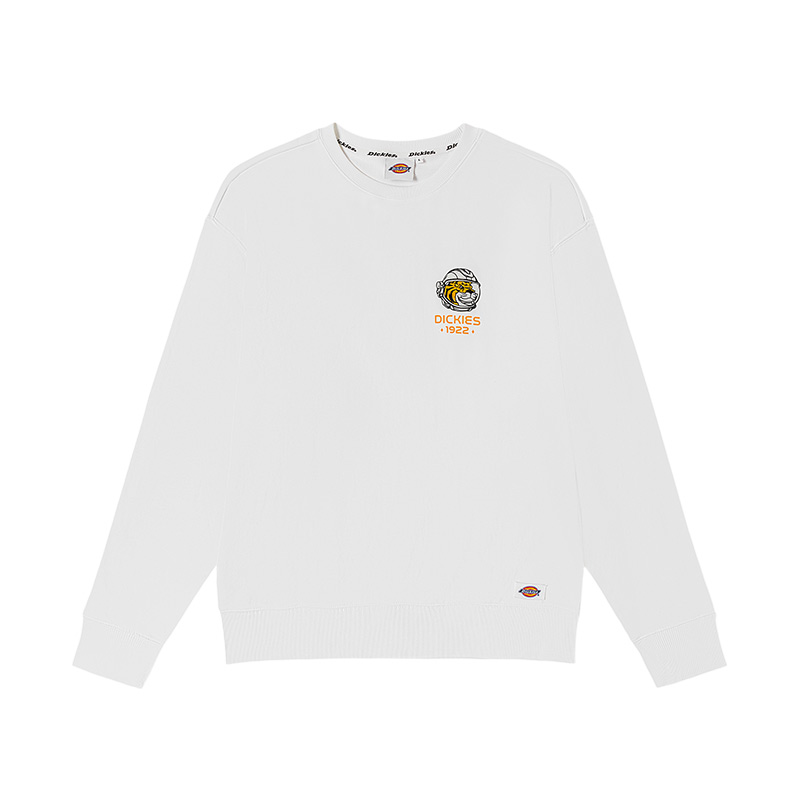Dickies Tiger Embroidered Pullover Sweatshirt Unisex White DK011039C4D