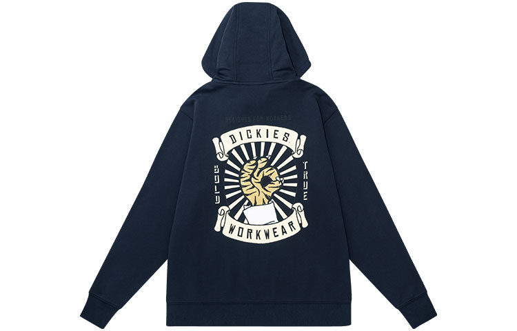 Dickies Tiger Scroll Print Navy Hoodie Unisex Navy Blue DK009801CG7