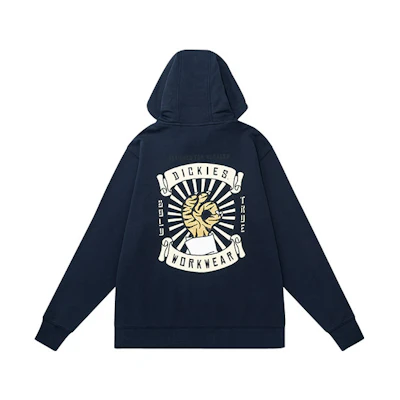 Dickies Tiger Scroll Print Navy Hoodie Unisex Navy Blue DK009801CG7