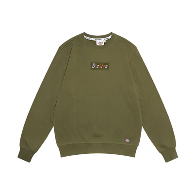Dickies Unisex Embroidered Cotton Crewneck Sweatshirt Army Green DK009475MGR