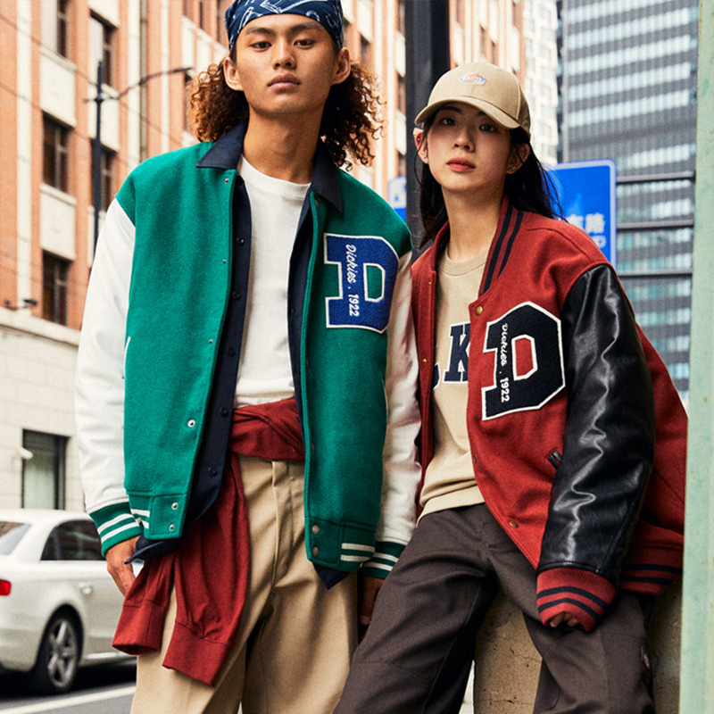 Lookbook Dickies Unisex Loose Fit Baseball Jacket Workwear Style男女同款 DK012258