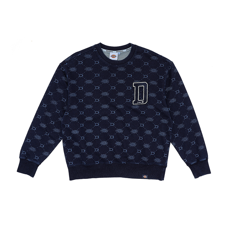 Dickies Unisex Washed Blue Solid Color Loose-Fit Long Sleeve Sweatshirt DK0A87KXF13