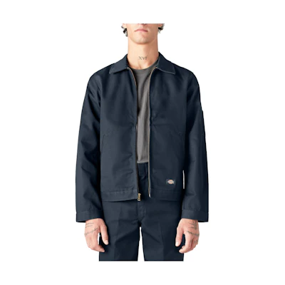 Dickies Unlined Eisenhower Jacket Navy Blue Slim Fit Plain Collar Coat JT75-DN