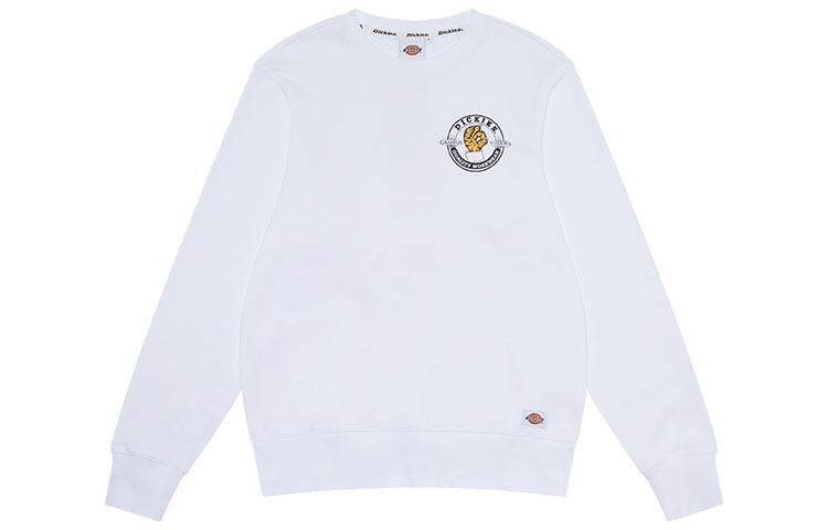 Dickies White Crewneck Sweatshirt with Embroidered Chest Patch & Back Logo Design DK010128C4D