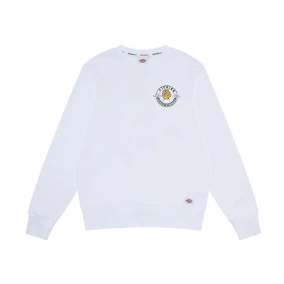 Dickies White Crewneck Sweatshirt with Embroidered Chest Patch & Back Logo Design DK010128C4D